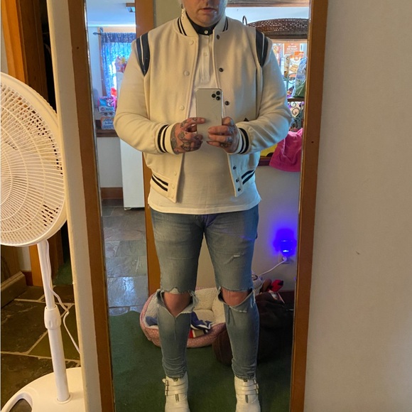 Saint Laurent Paris x Hedi Slimane Black and White ‘Teddy’ Varsity Jacket - Picture 4 of 4